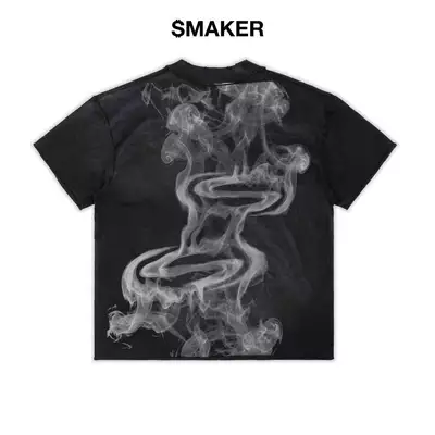 [SMAKER] Áo thun 100% cotton washed màu đen nam nữ - SMOKE LOGO WASHED TEE IN BLACK