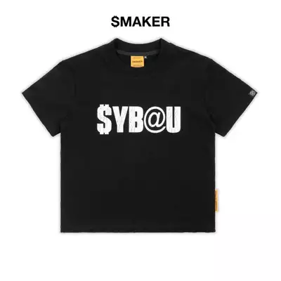 [SMAKER] Áo thun nam nữ unisex 100% cotton form slim fit in chữ trắng - $YBAU TEE IN BLACK