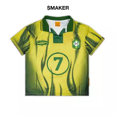 [SMAKER] Áo thun đá banh vải lưới màu vàng đen - FLAME FOOTBALL JERSEY IN YELLOW