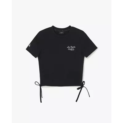 MLB - Áo croptop nữ tay ngắn phối dây rút Varsity_3FTSV5363-07BKS
