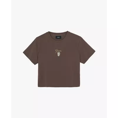 MLB - Áo croptop nữ cổ tròn tay ngắn Sheriff Logo_3FTSB8463-14BRS