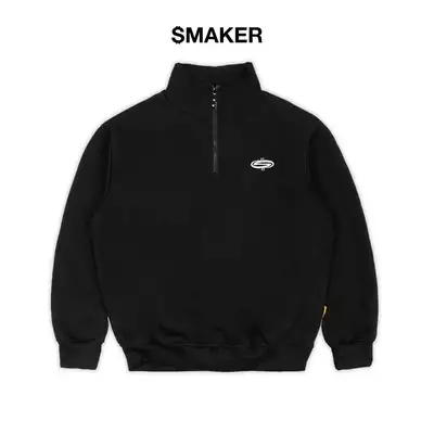 [SMAKER] Áo khoác cao cổ màu đen 100% cotton khoá kéo zip - MMNF QUARTER ZIP FLEECE IN BLACK