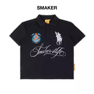 [SMAKER] Áo thun polo 100% cotton màu đen - $4L POLO IN BLACK