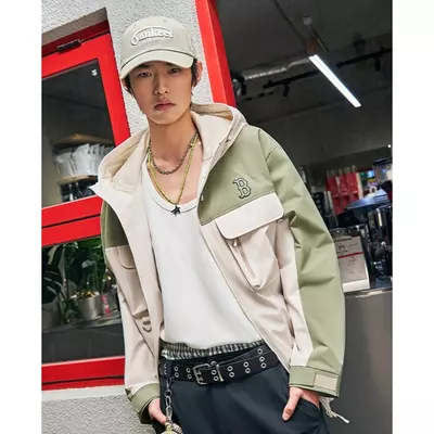 MLB - Áo khoác gió unisex phối mũ tay dài Gorpcore_3AWJB0261-43SAL