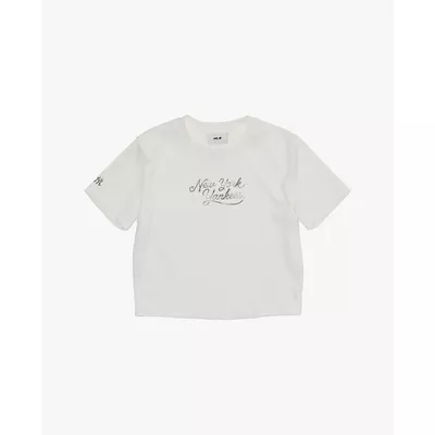 MLB - Áo croptop nữ cổ tròn tay ngắn_3FTSB0763-50IVS