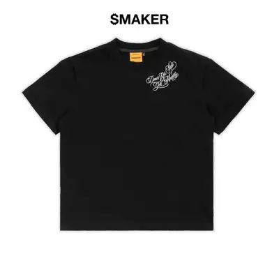 [SMAKER] Áo thun 100% cotton màu đen thêu hoạ tiết chữ trắng - DON’T GET MAD EMBROIDERY TEE IN BLACK