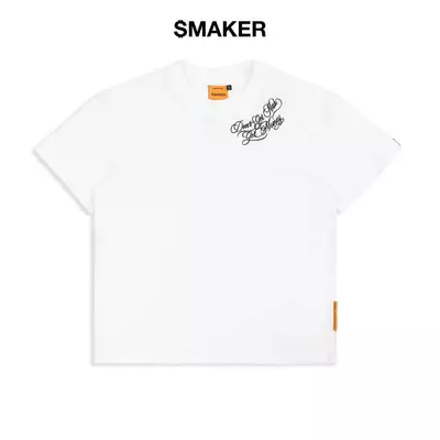 [SMAKER] Áo thun 100% cotton màu trắng thêu hoạ tiết chữ đen - DON’T GET MAD EMBROIDERY TEE IN WHITE