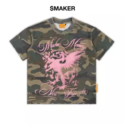 [SMAKER] Áo thun 100% cotton washed in hình màu lính - MMNF LION WASHED TEE IN CAMO