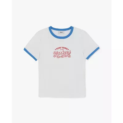 MLB - Áo thun nữ cổ tròn tay ngắn Varsity Lettering_3FTSV5563-50WHS