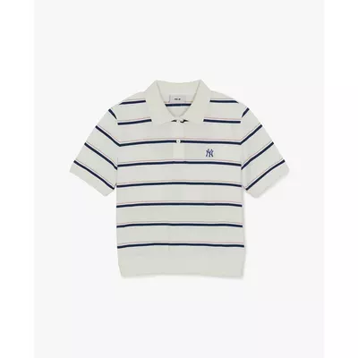 MLB - Áo polo nữ tay ngắn kẻ sọc Varsity_3FPQV0263-50IVS