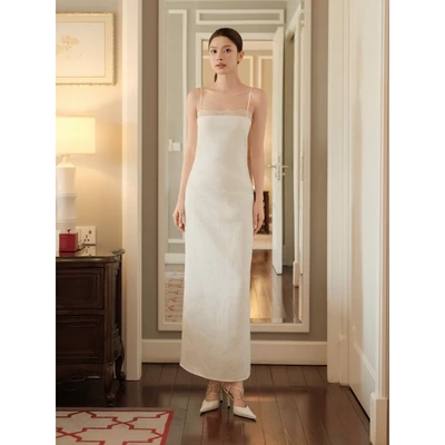 RUBIES Miomi Dress - Đầm Dài Nữ Vải Linen Dáng Suông 2 Dây Cổ Vuông Phối Ren