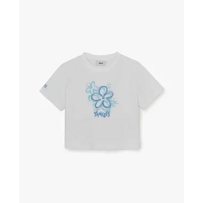 MLB - Áo croptop nữ cổ tròn tay ngắn Flower Graphic_3FTSF0163-50WHS