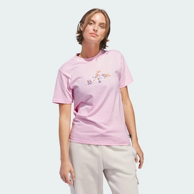 adidas Phong cách sống Áo Thun Graphic Hoa Elements Radiate Nữ Hồng JP0114