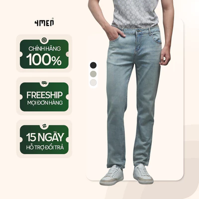 Quần Jean Nam Wash Wave Form Slimfit 4MEN QJ085 ôm vừa vặn, tôn dáng, eo bản thấp, vải mềm co giãn
