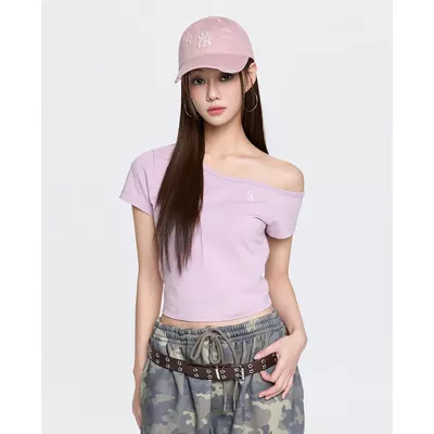 MLB - Áo trễ vai nữ tay ngắn phom croptop Basic_3FTSB0563-07LDL