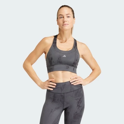 adidas Gym & Training Áo Bra Chạy Bộ Medium Support Có Túi AOP Nữ Xám IT6704