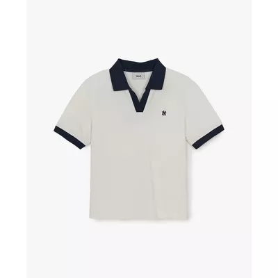 MLB - Áo polo nữ cổ V tay ngắn Basic_3FPQB0663-50IVS
