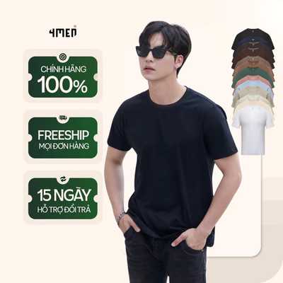 Áo thun nam cổ tròn trơn form slimfit 4MEN AT132 vải mềm mịn, thấm mồ hôi, thoáng mát, trẻ trung