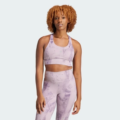 adidas Gym & Training Run Pocket Medium-Support AOP Bra Iteration Women Purple IQ3380