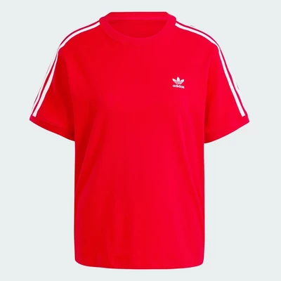 adidas Phong cách sống Áo Thun 3 Sọc Nữ Đỏ IR8050