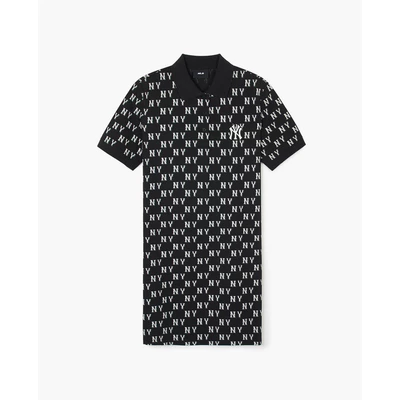 MLB - Đầm polo nữ mini cổ bẻ tay ngắn hoạ tiết monogram_3FOPM0643-50BKS
