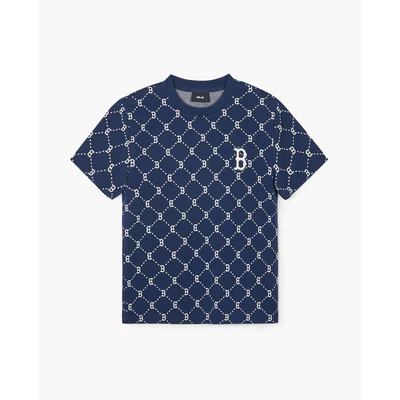 MLB - Áo thun unisex cổ tròn tay ngắn Diamond Monogram Jacquard_3ATSM0143-43NYS