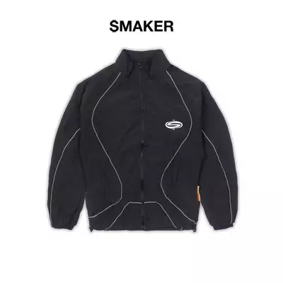 [SMAKER] Áo khoác vài dù màu đen có mũ - $MAKER NYLON TRACKSUIT JACKET IN BLACK