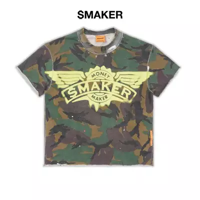 [SMAKER] Áo thun 100% cotton màu camo lính - WINGS CAMO WASHED TEE