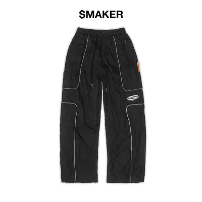 [SMAKER] Quần dài màu đen 100% vải dù - $MAKER NYLON TRACKSUIT PANTS IN BLACK