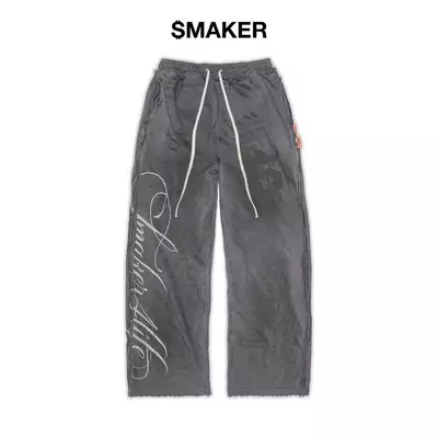 [SMAKER] Quần dài màu xám 100% cotton - $MAKER4LIFE WASHED PANTS IN GREY