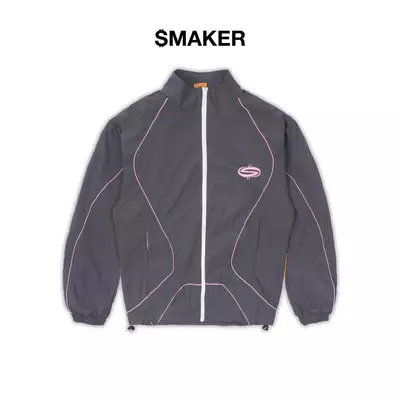 [SMAKER] Áo khoác vài dù màu xám có mũ - $MAKER NYLON TRACKSUIT JACKET IN GREY