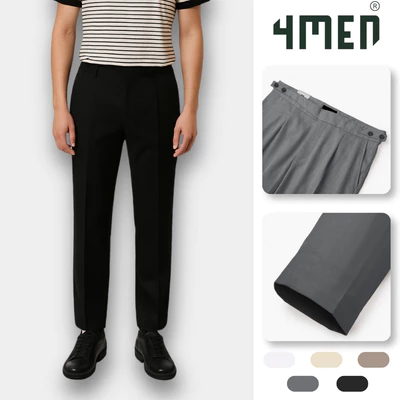 Quần tây nam công sở sidetab 2 bên 4MEN QT067 vải co giãn cao cấp, form slimfit ôm cạp cao Hàn Quốc