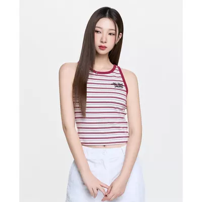 MLB - Áo ba lỗ nữ kẻ sọc phom croptop_3FTOV0463-50IVS