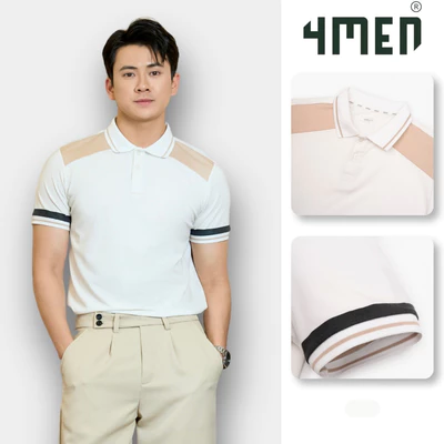 Áo Polo Rayon Rã Phối Form Slimfit 4MEN PO159 ôm tôn dáng, vải mềm mịn, thấm hút, thoáng mát