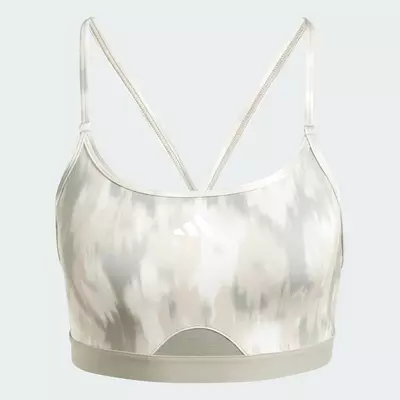 adidas Gym & Training Áo Bra Phủ Họa Tiết Light Support Aeroreact Training Essentials Nữ trắng IS6736