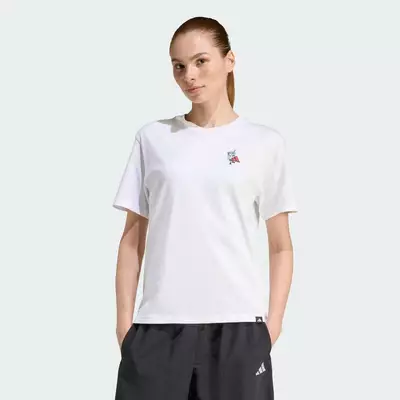 adidas Phong cách sống ÁO THUN DÁNG CHUẨN GRAPHIC FOOD Nữ trắng KA5076