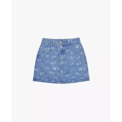 MLB - Chân váy denim mini họa tiết monogram_3FDSM0244-50INS