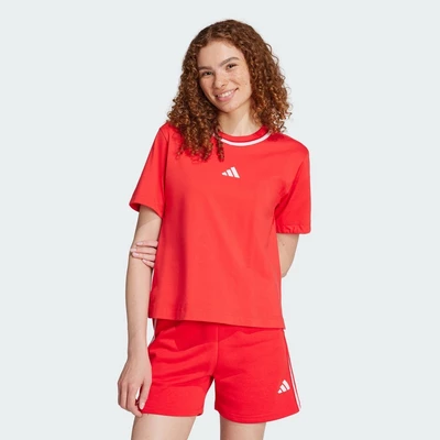 adidas Phong cách sống Áo Thun Cotton Màu Nổi Bật Essentials Nữ Đỏ JG6244