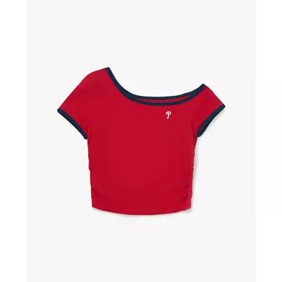 MLB - Áo trễ vai nữ tay ngắn Color_3FTSB7063-10RDN