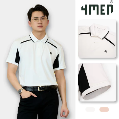Áo Polo Rayon Rã Phối In Logo M Form Regular 4MEN PO163 vải mềm mịn, thoáng mát, thoải mái