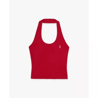 MLB - Áo croptop nữ cổ yếm thêu logo_3FTOB6063-45RDN