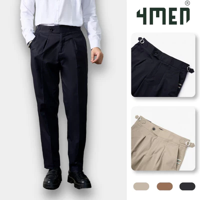 Quần tây nam công sở sidetab 4MEN QT065 vải co giãn cao cấp, form ôm slimfit lưng cạp cao Hàn Quốc
