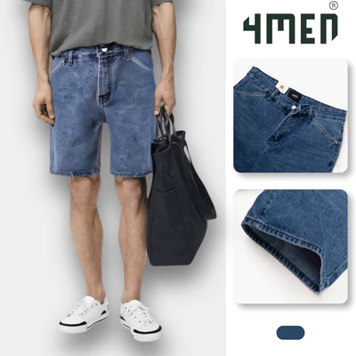 Quần Short Jean Wash Bạc Form Straight 4MEN QS078 trẻ trung, năng động, thoải mái, dễ mặc, dễ phối