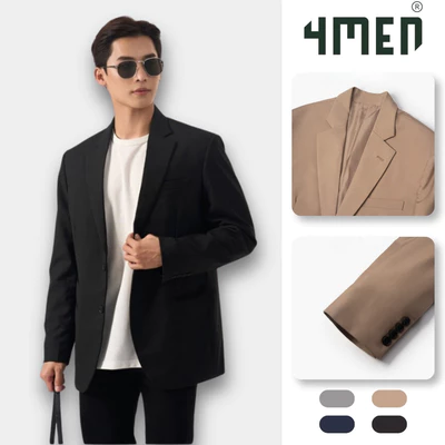 Áo Vest Nam Trơn Slimfit Túi Hai Tầng 4MEN AV039 tôn dáng, sang trọng, thanh lịch, công sở, vải mềm