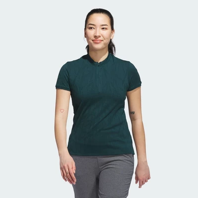 adidas Đánh gôn Áo Polo Ngắn Tay Jacquard Go-to Nữ màu xanh lá JN8415