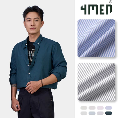 Áo Sơ Mi Nam Oxford Kẻ Sọc Tay Dài 4MEN SM159 Vải Dày Dặn, Form Regular Trẻ Trung, Thanh Lịch, Basic, Dễ Phối