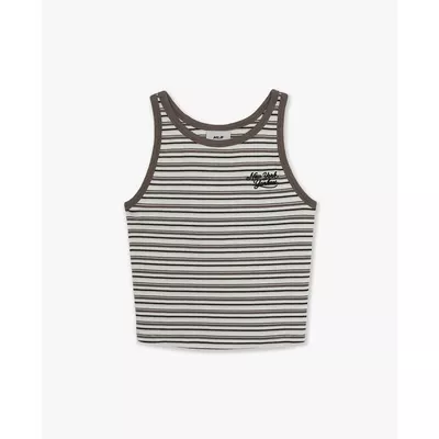 MLB - Áo ba lỗ nữ kẻ sọc phom croptop_3FTOV0463-50IVD
