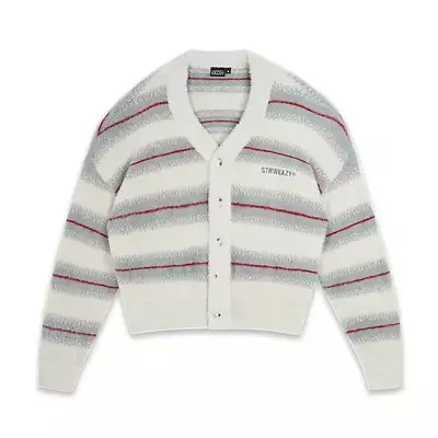 ÁO SWE MOHAIR CARDIGAN - STRIPED GRAY