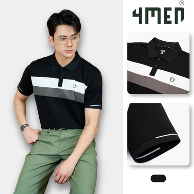 Áo Polo Rayon In Logo Tròn M Form Regular 4MEN PO164 cổ bẻ, vải mềm mịn, thoáng mát