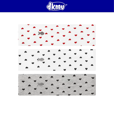 Băng đô vải nữ hoạ tiết trái tim DKMV đính logo cá inox điệu đà thun rip mềm mại co giãn Heart Headband | K-A3